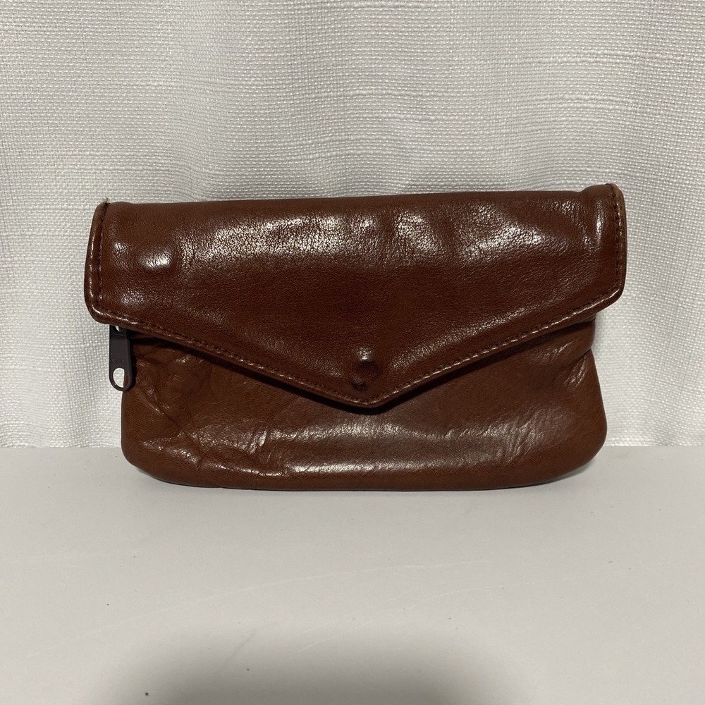 Vintage Brown Genuine Leather Women Flip Wallet Mexico Western Zipper Snap S